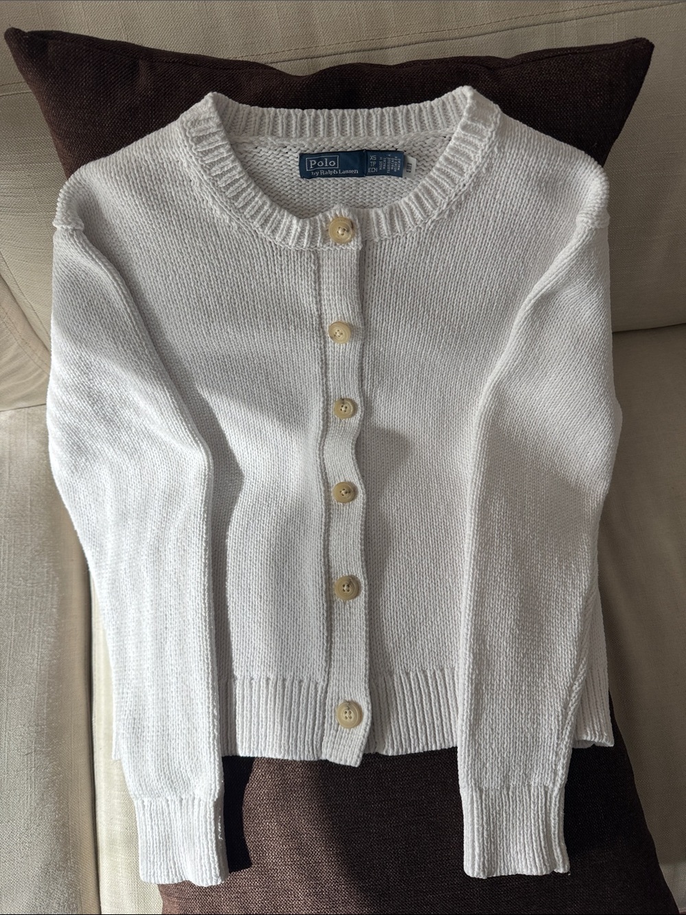 Polo by Ralph Lauren white Button-Front Cotton Cardigan